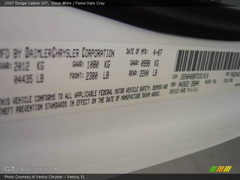 Stone White / Pastel Slate Gray 2007 Dodge Caliber SXT