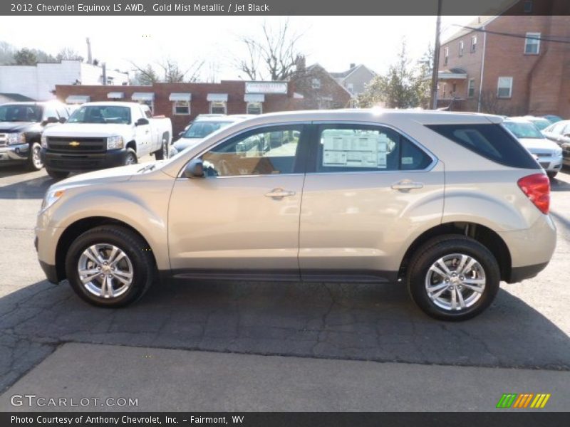 Gold Mist Metallic / Jet Black 2012 Chevrolet Equinox LS AWD