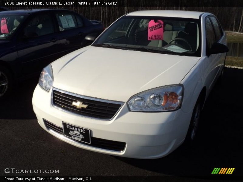 White / Titanium Gray 2008 Chevrolet Malibu Classic LS Sedan