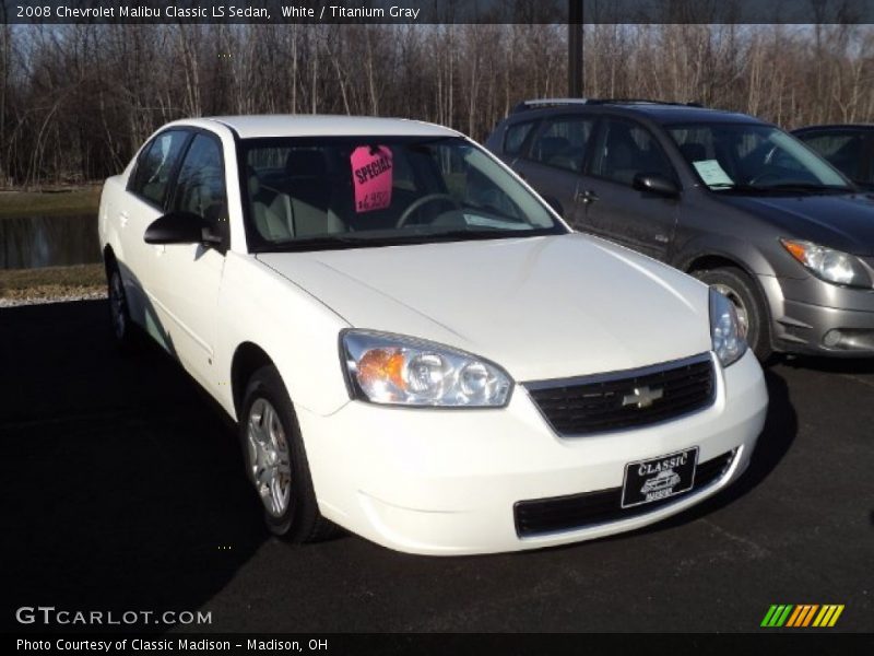 White / Titanium Gray 2008 Chevrolet Malibu Classic LS Sedan