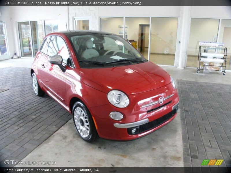 Rosso Brillante (Red) / Pelle Marrone/Avorio (Brown/Ivory) 2012 Fiat 500 Lounge