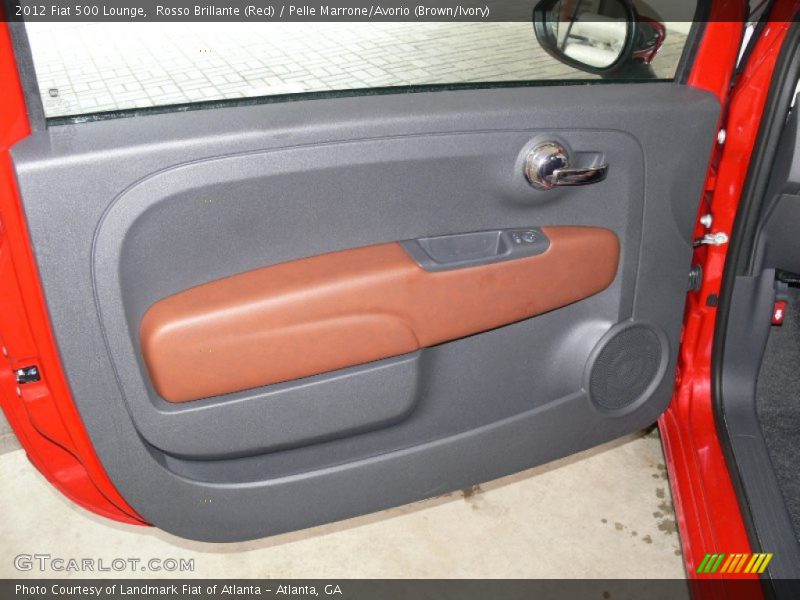 Rosso Brillante (Red) / Pelle Marrone/Avorio (Brown/Ivory) 2012 Fiat 500 Lounge