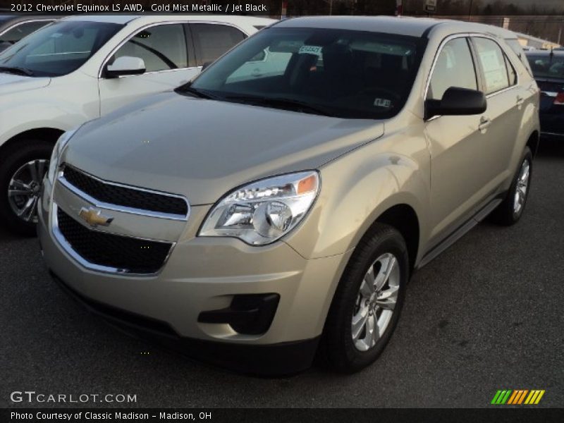 Gold Mist Metallic / Jet Black 2012 Chevrolet Equinox LS AWD