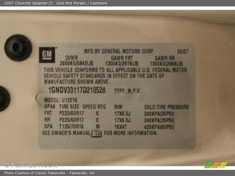 Gold Mist Metallic / Cashmere 2007 Chevrolet Uplander LT