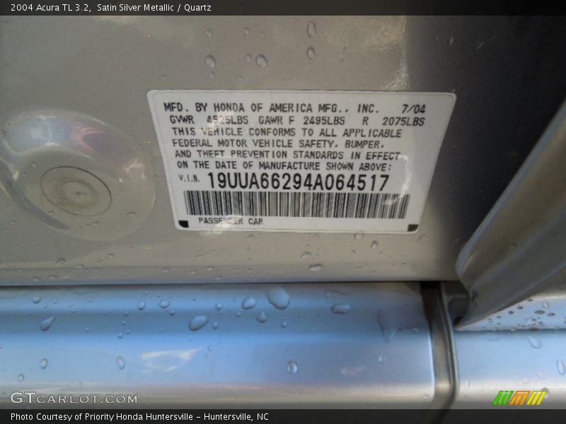 Satin Silver Metallic / Quartz 2004 Acura TL 3.2