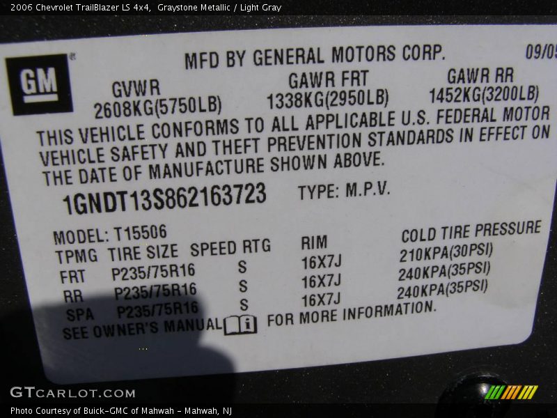 Graystone Metallic / Light Gray 2006 Chevrolet TrailBlazer LS 4x4