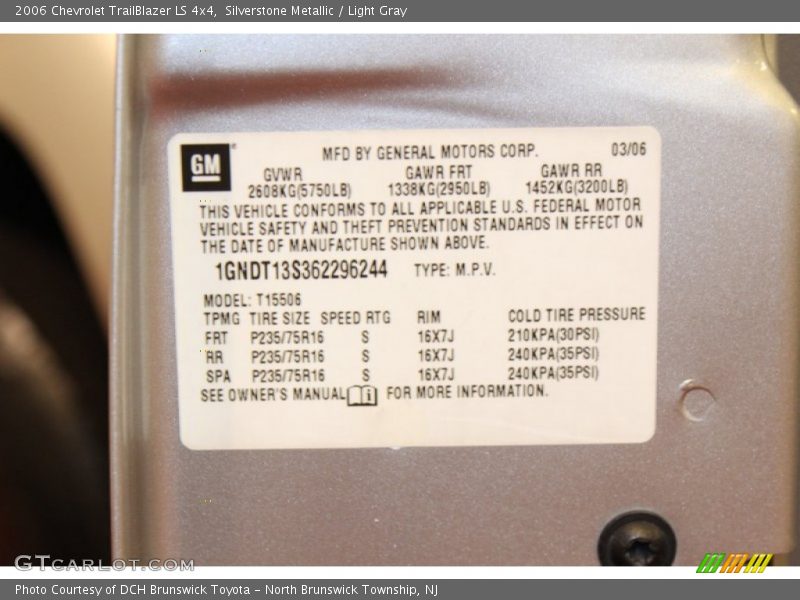 Silverstone Metallic / Light Gray 2006 Chevrolet TrailBlazer LS 4x4