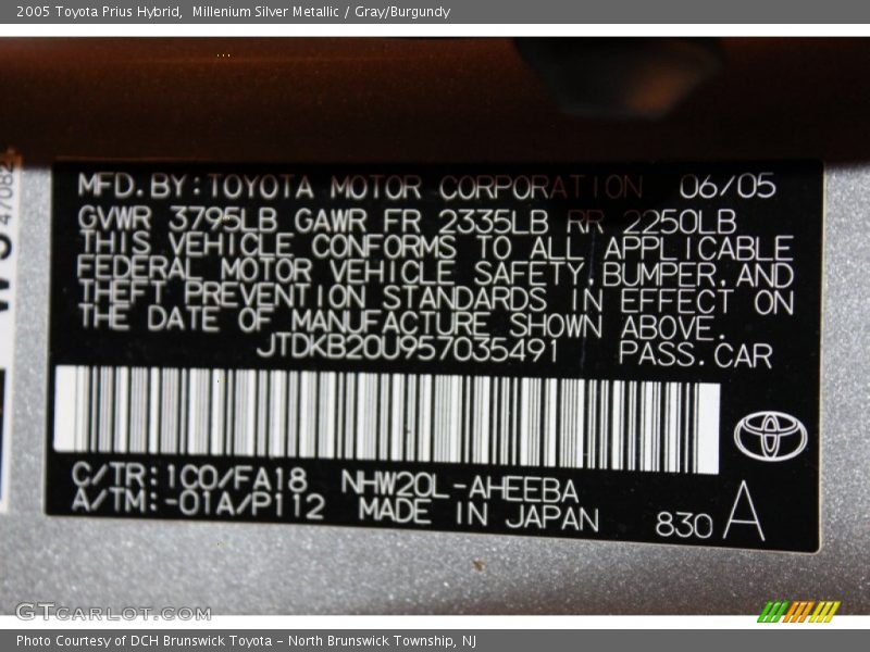 1C0 - 2005 Toyota Prius Hybrid