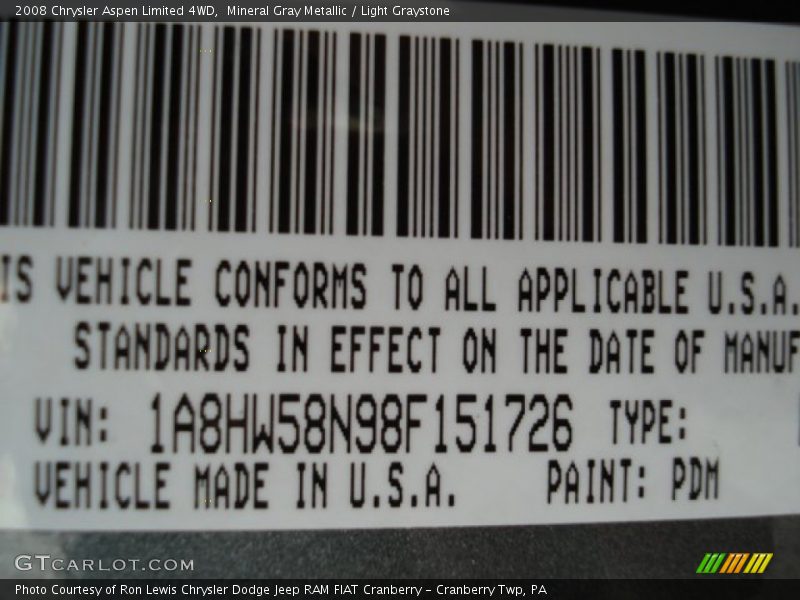 Mineral Gray Metallic / Light Graystone 2008 Chrysler Aspen Limited 4WD