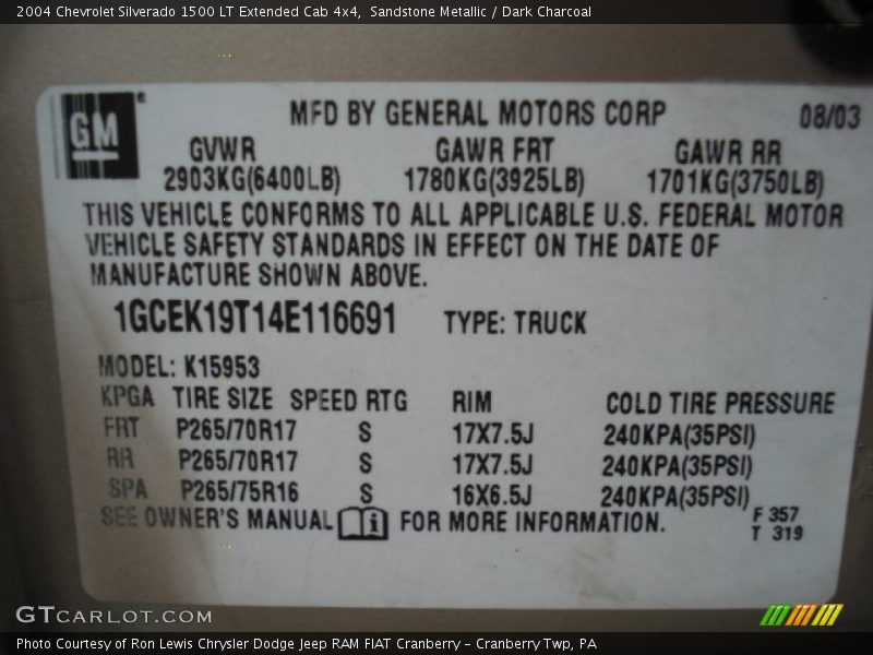 Sandstone Metallic / Dark Charcoal 2004 Chevrolet Silverado 1500 LT Extended Cab 4x4