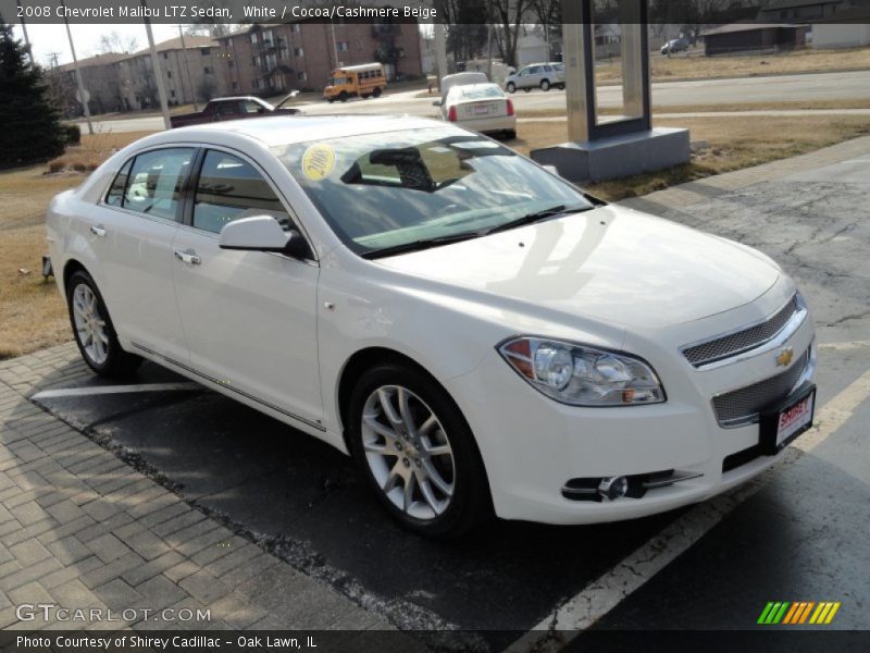 White / Cocoa/Cashmere Beige 2008 Chevrolet Malibu LTZ Sedan