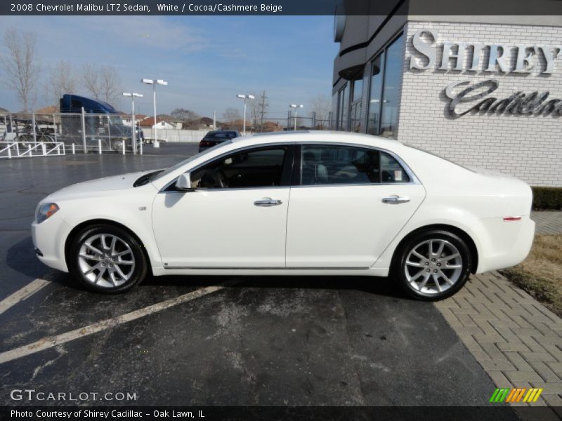 White / Cocoa/Cashmere Beige 2008 Chevrolet Malibu LTZ Sedan