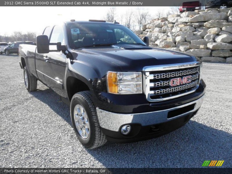 Midnight Blue Metallic / Ebony 2012 GMC Sierra 3500HD SLT Extended Cab 4x4