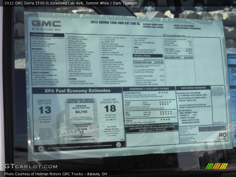 Summit White / Dark Titanium 2012 GMC Sierra 1500 SL Extended Cab 4x4
