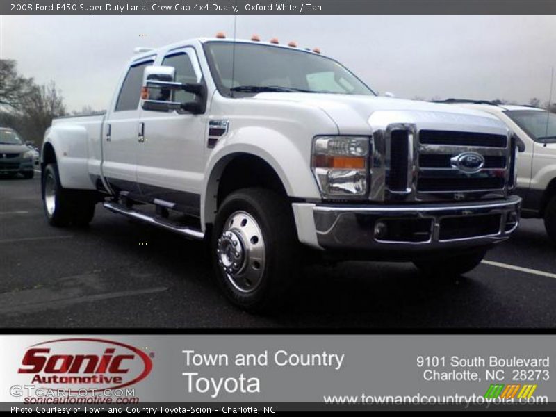 Oxford White / Tan 2008 Ford F450 Super Duty Lariat Crew Cab 4x4 Dually