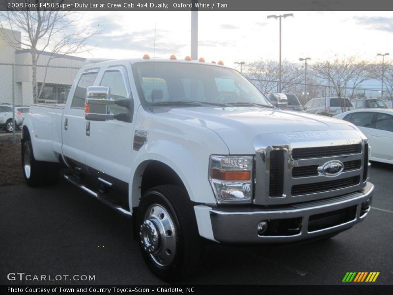 Oxford White / Tan 2008 Ford F450 Super Duty Lariat Crew Cab 4x4 Dually