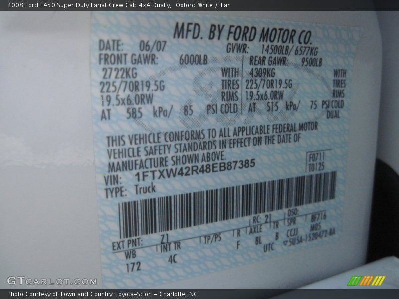 Oxford White / Tan 2008 Ford F450 Super Duty Lariat Crew Cab 4x4 Dually