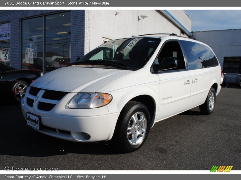 Stone White / Navy Blue 2001 Dodge Grand Caravan Sport