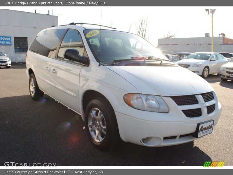 Stone White / Navy Blue 2001 Dodge Grand Caravan Sport