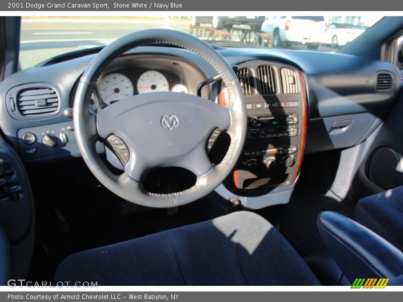 Stone White / Navy Blue 2001 Dodge Grand Caravan Sport