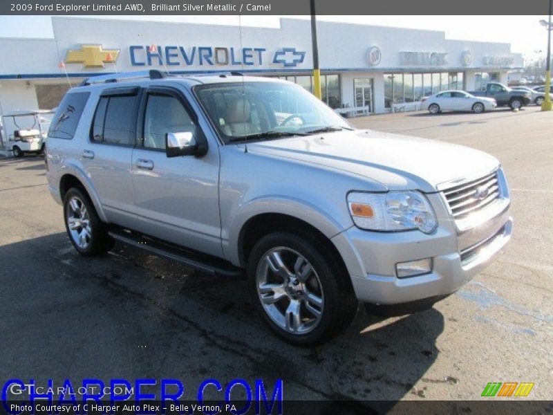 Brilliant Silver Metallic / Camel 2009 Ford Explorer Limited AWD