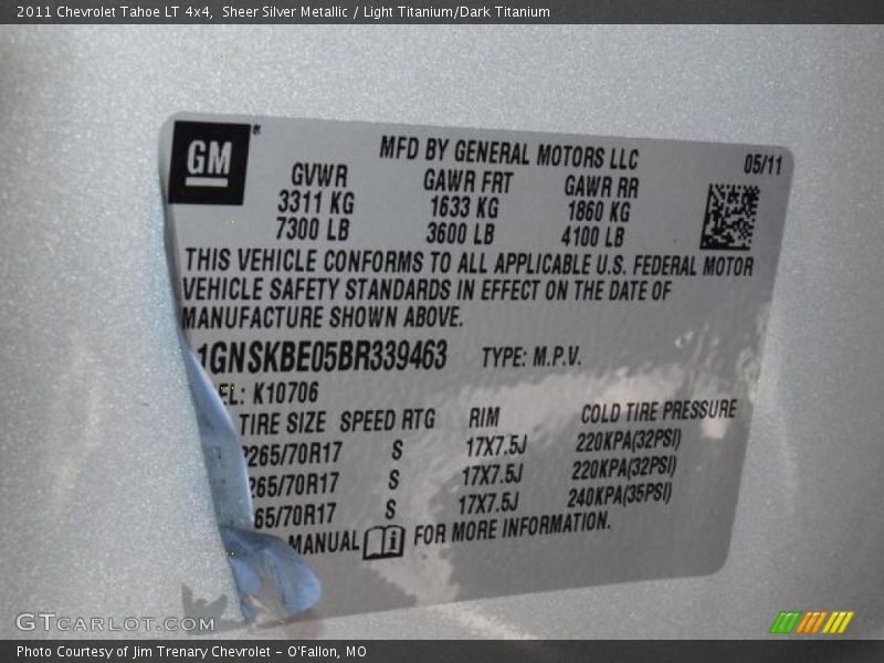 Sheer Silver Metallic / Light Titanium/Dark Titanium 2011 Chevrolet Tahoe LT 4x4