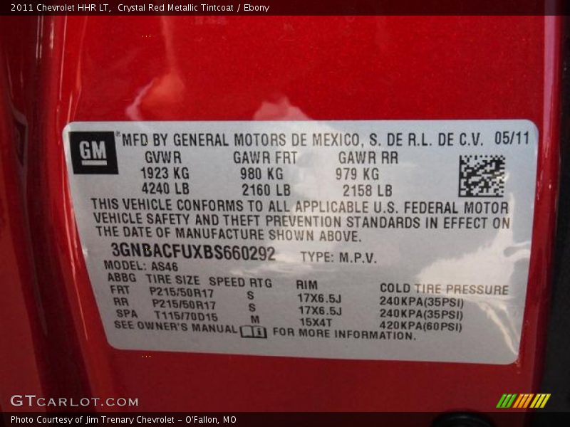 Crystal Red Metallic Tintcoat / Ebony 2011 Chevrolet HHR LT