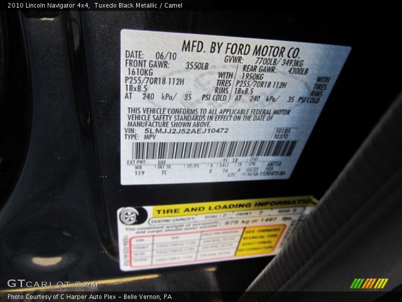 Tuxedo Black Metallic / Camel 2010 Lincoln Navigator 4x4