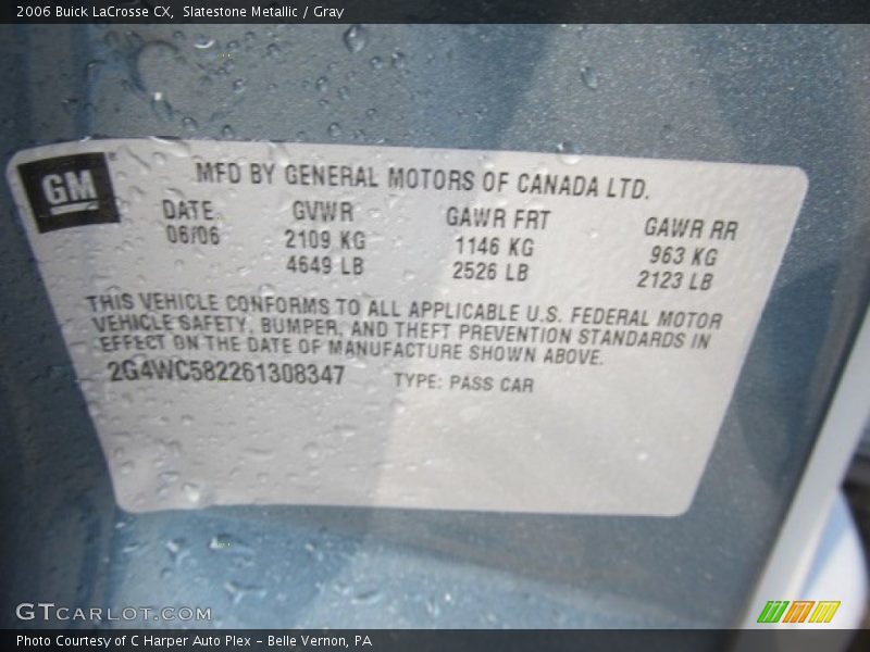 Slatestone Metallic / Gray 2006 Buick LaCrosse CX