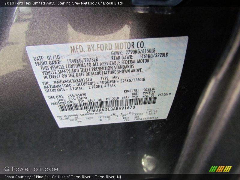 Sterling Grey Metallic / Charcoal Black 2010 Ford Flex Limited AWD