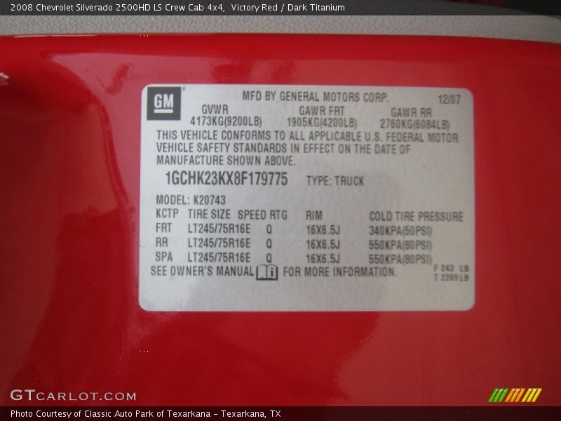 Victory Red / Dark Titanium 2008 Chevrolet Silverado 2500HD LS Crew Cab 4x4