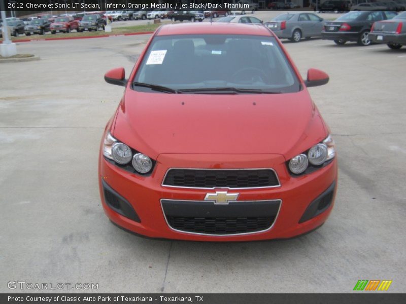 Inferno Orange Metallic / Jet Black/Dark Titanium 2012 Chevrolet Sonic LT Sedan