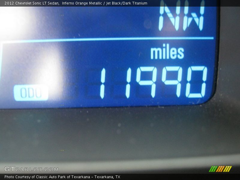 Inferno Orange Metallic / Jet Black/Dark Titanium 2012 Chevrolet Sonic LT Sedan
