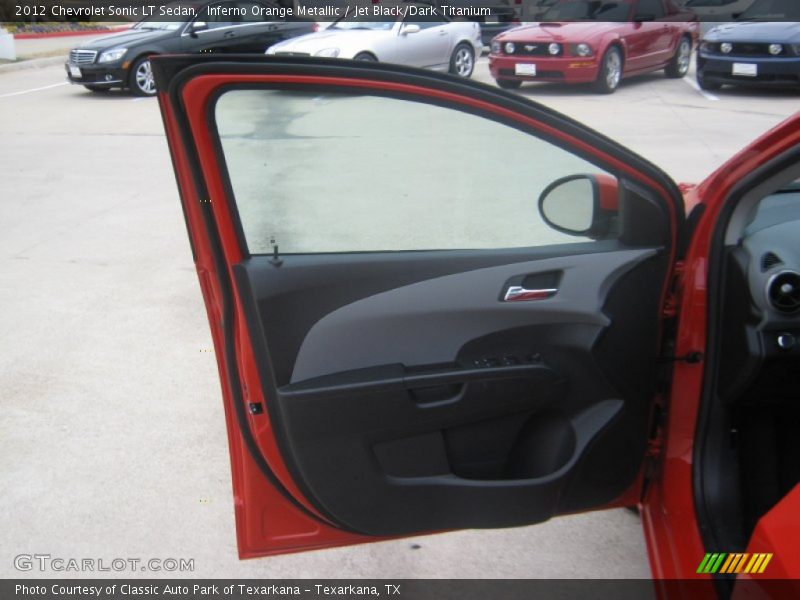 Inferno Orange Metallic / Jet Black/Dark Titanium 2012 Chevrolet Sonic LT Sedan
