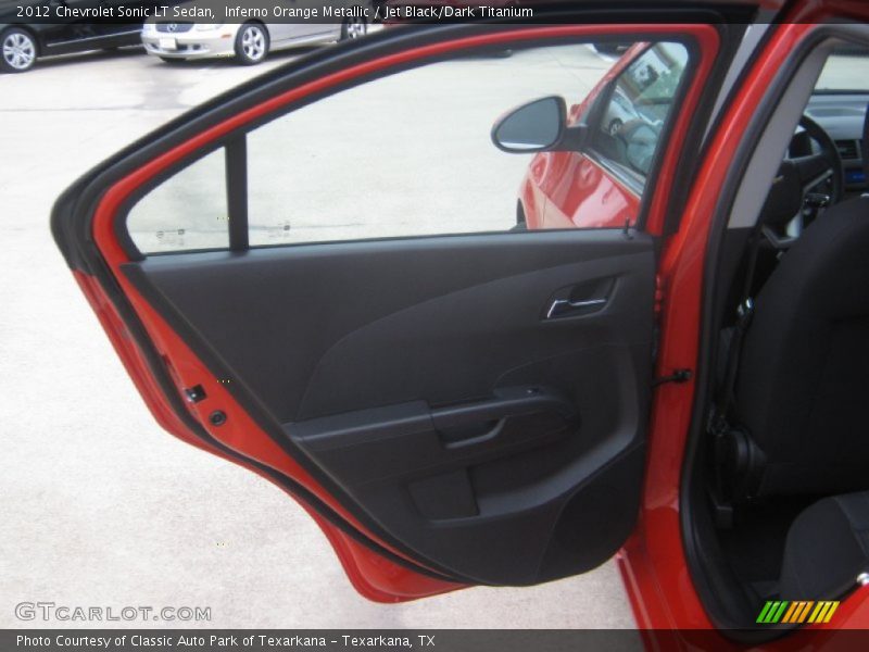 Inferno Orange Metallic / Jet Black/Dark Titanium 2012 Chevrolet Sonic LT Sedan
