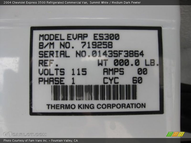 Summit White / Medium Dark Pewter 2004 Chevrolet Express 3500 Refrigerated Commercial Van