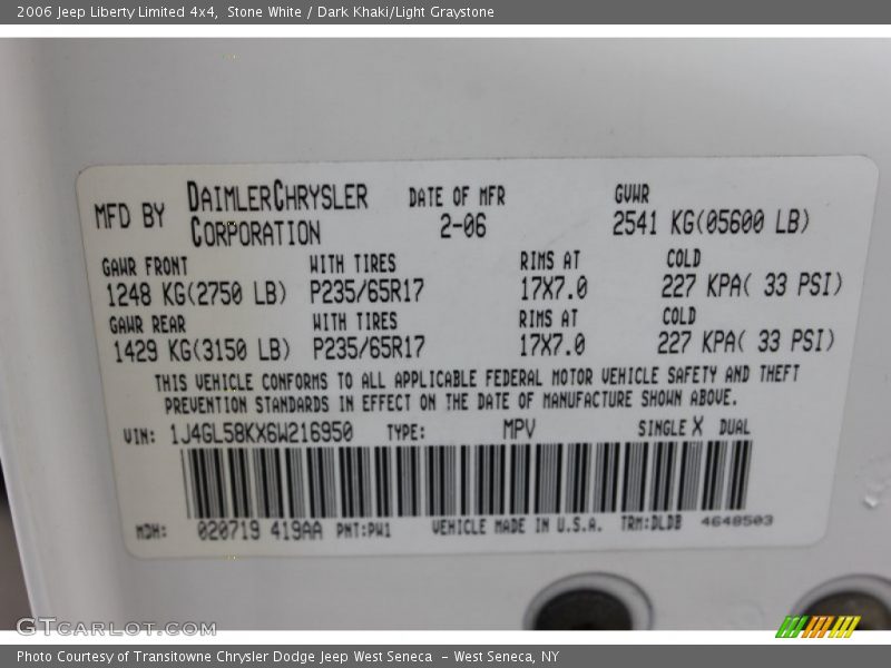 Stone White / Dark Khaki/Light Graystone 2006 Jeep Liberty Limited 4x4