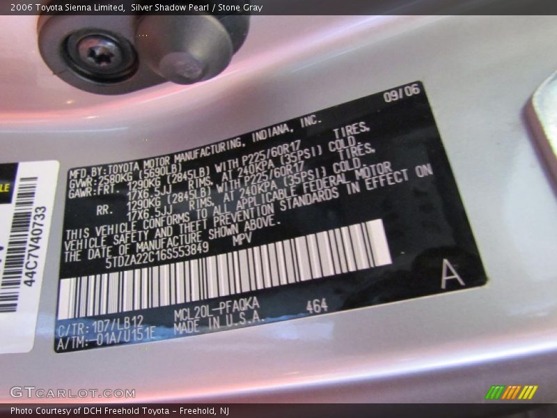 Silver Shadow Pearl / Stone Gray 2006 Toyota Sienna Limited