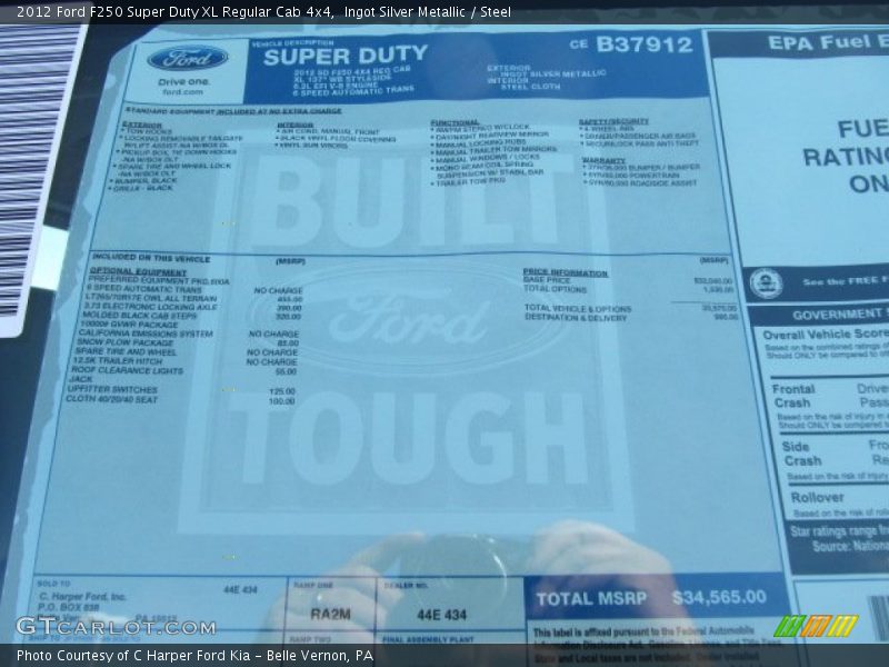 Ingot Silver Metallic / Steel 2012 Ford F250 Super Duty XL Regular Cab 4x4