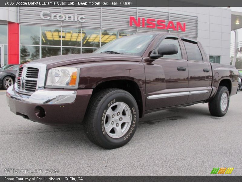 Deep Molten Red Pearl / Khaki 2005 Dodge Dakota Laramie Quad Cab