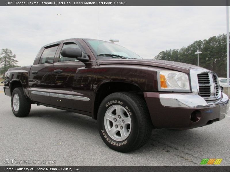 Deep Molten Red Pearl / Khaki 2005 Dodge Dakota Laramie Quad Cab