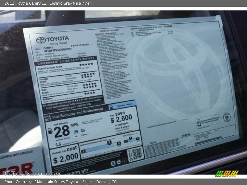 Cosmic Gray Mica / Ash 2012 Toyota Camry LE