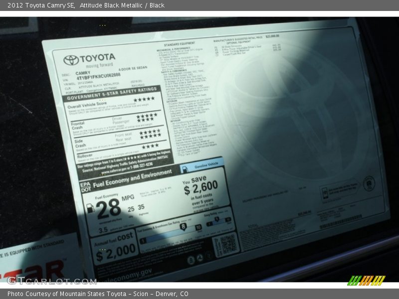 Attitude Black Metallic / Black 2012 Toyota Camry SE