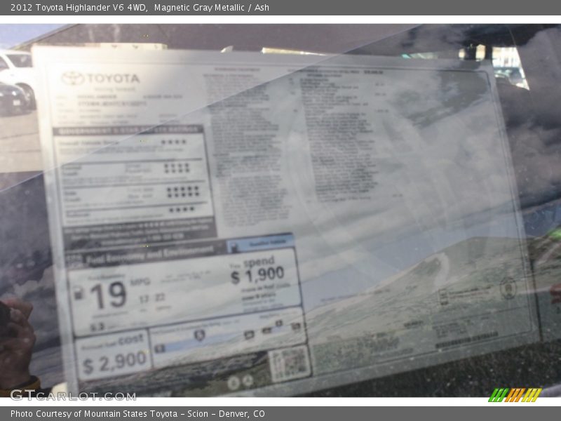 Magnetic Gray Metallic / Ash 2012 Toyota Highlander V6 4WD