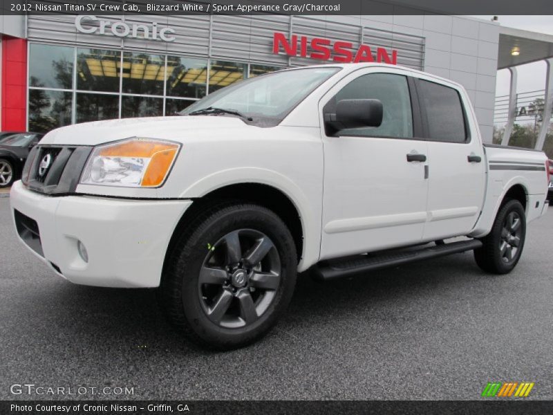 Blizzard White / Sport Apperance Gray/Charcoal 2012 Nissan Titan SV Crew Cab