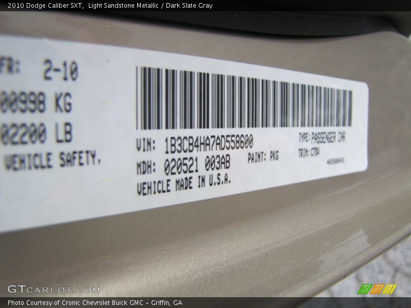 Light Sandstone Metallic / Dark Slate Gray 2010 Dodge Caliber SXT