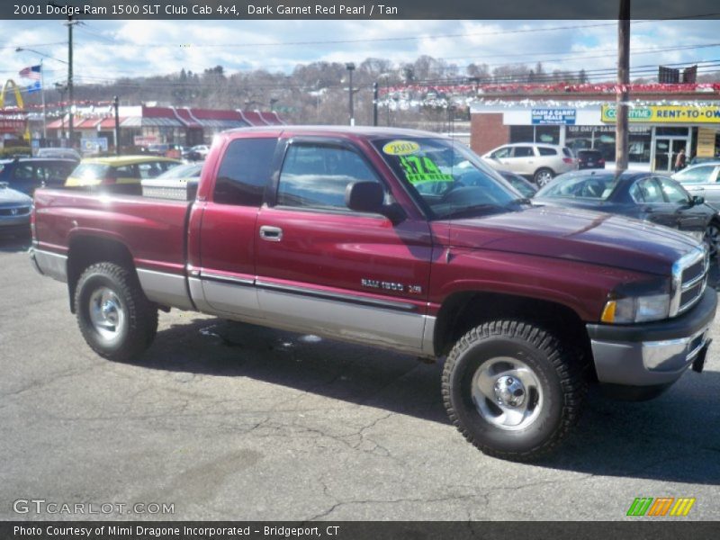 Dark Garnet Red Pearl / Tan 2001 Dodge Ram 1500 SLT Club Cab 4x4