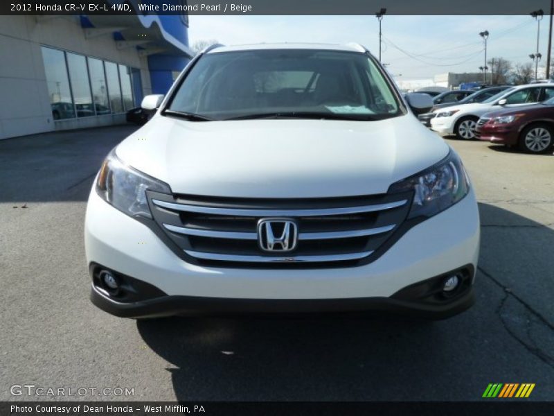 White Diamond Pearl / Beige 2012 Honda CR-V EX-L 4WD