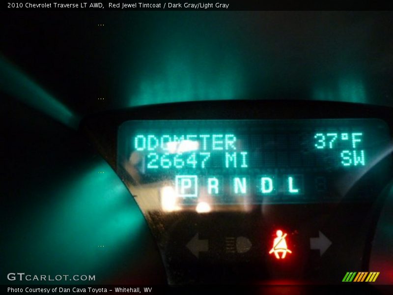 Red Jewel Tintcoat / Dark Gray/Light Gray 2010 Chevrolet Traverse LT AWD