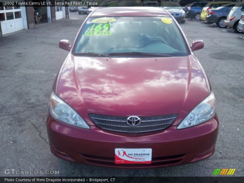 Salsa Red Pearl / Taupe 2002 Toyota Camry LE V6